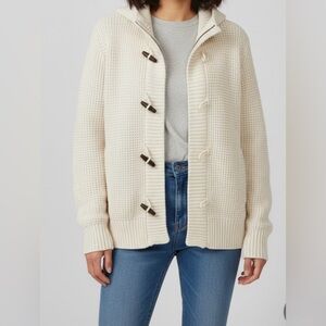 Weatherproof Cream Knit Sweater with Toggle Closures